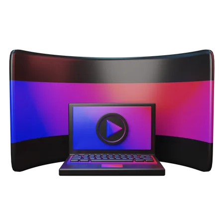 VR video on laptop  3D Illustration
