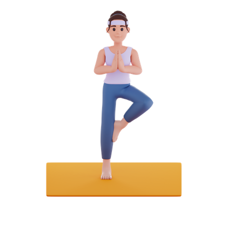 Postura de yoga vrkasana  3D Illustration