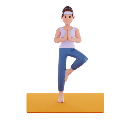 Postura de yoga vrkasana  3D Illustration