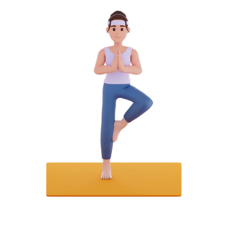 Vrkasana Yoga Pose  3D Illustration