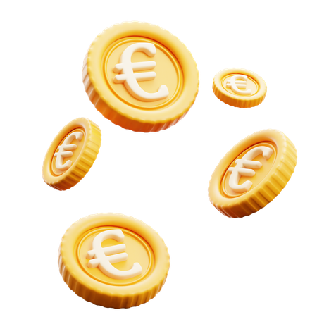 Vuelo de monedas de euro  3D Icon