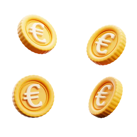 Vuelo de monedas de euro  3D Icon