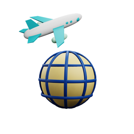 Vuelo internacional  3D Icon