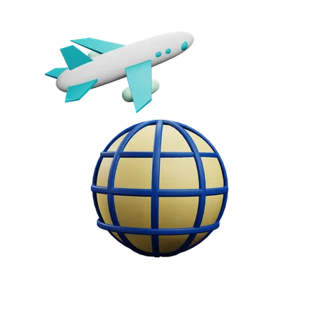 Vuelo internacional  3D Icon