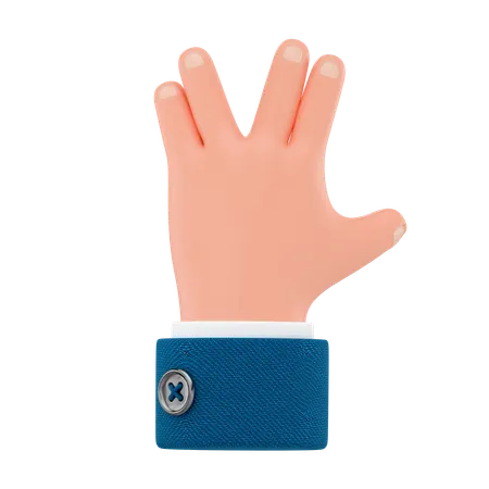 Geste de la main salut vulcain  3D Icon