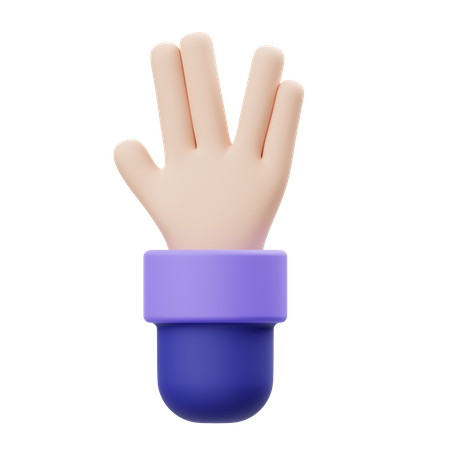 Vulcan Hand Gesture 3D Illustration