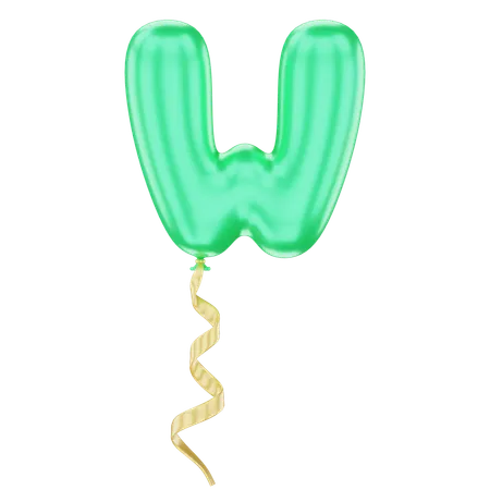 W Latter Balloon  3D Icon