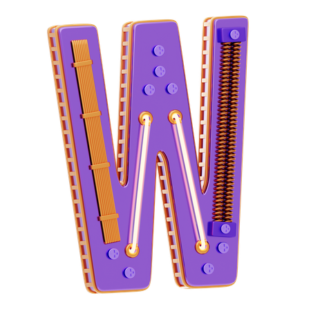 W 文字  3D Icon