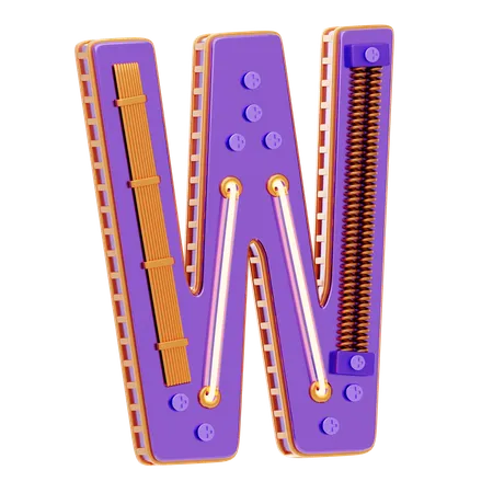 W 文字  3D Icon