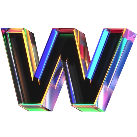 3 D Icon Of A Glass Letter W 3D Icon