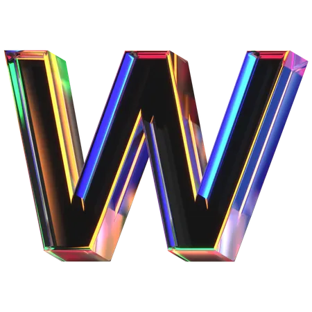 3 D Icon Of A Glass Letter W 3D Icon
