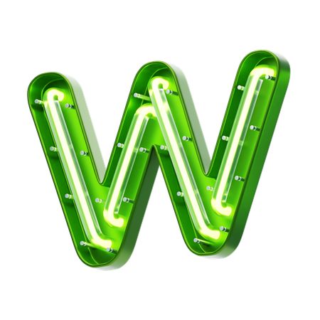 W Letter Shape Neon Text  3D Icon