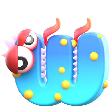 W Monster Alphabet  3D Icon