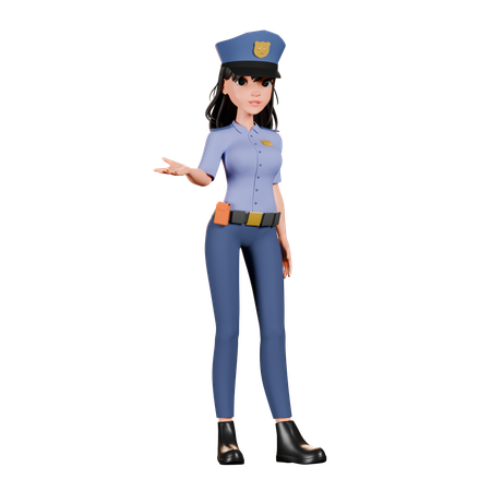 Wachsame Polizistin  3D Icon