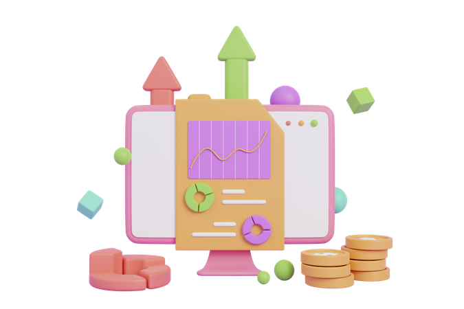 Dashboard und Geschäftsfinanzbericht  3D Icon