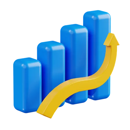 Wachstumsbalken mit Pfeil  3D Icon