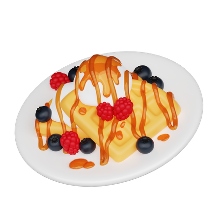 Waffle With Berries  3D Icon