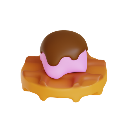Waffle With Ice Cream  3D Icon