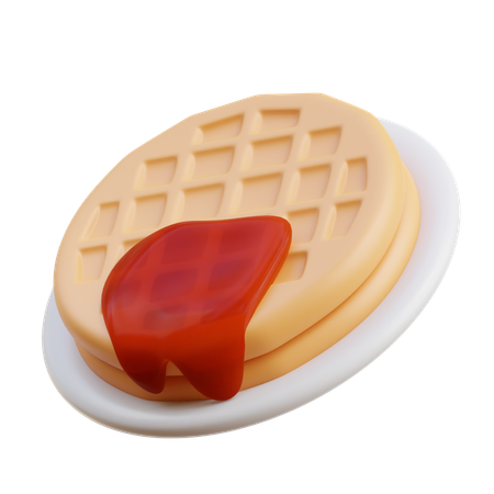Waffle with red sauce  3D Icon