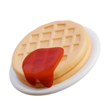 Waffle with red sauce  3D Icon