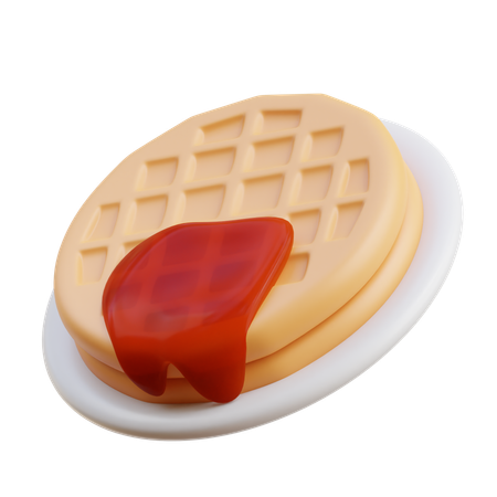 Waffle with red sauce  3D Icon