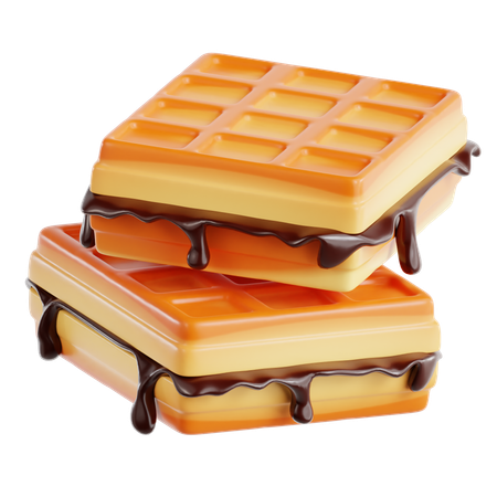 Waffles con llovizna de chocolate  3D Icon