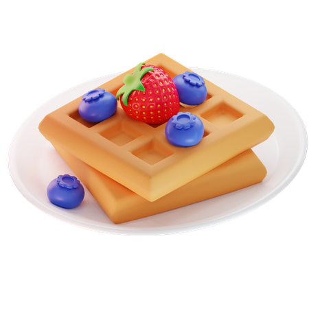 Waffles em um prato  3D Illustration