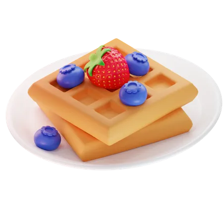 Waffles em um prato  3D Illustration