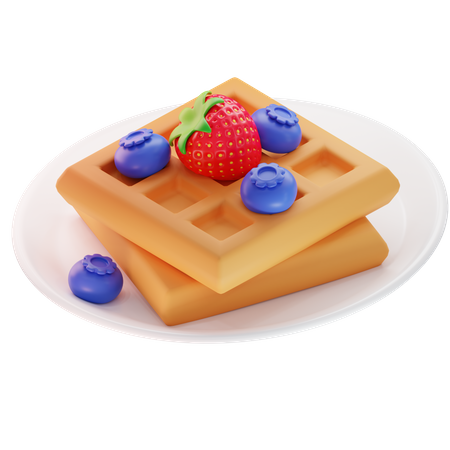 Waffles on a plate 3D Illustration
