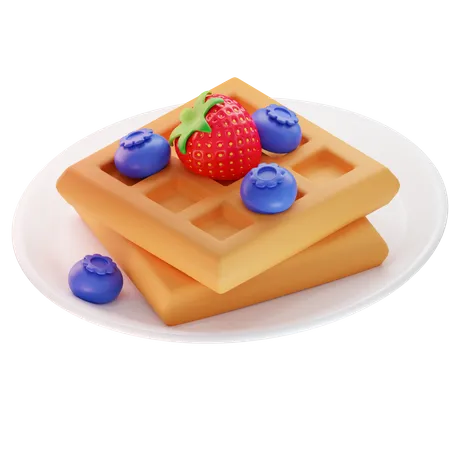 Waffles on a plate 3D Illustration