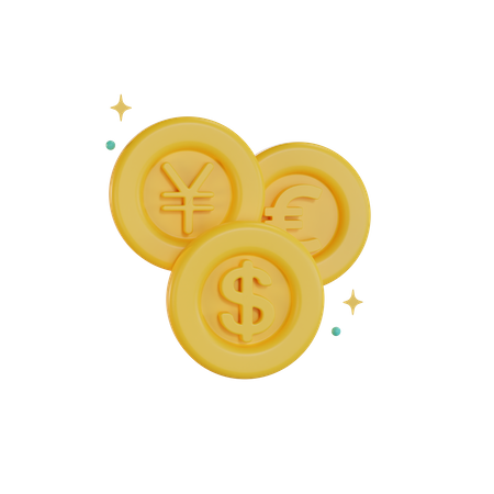 Währungsmünzen  3D Illustration