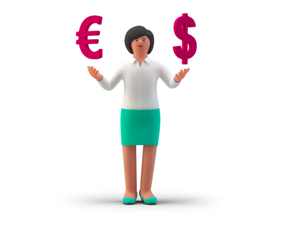 Geldwechsel-Agent  3D Illustration