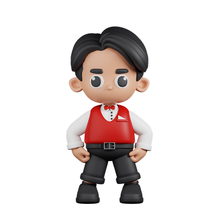 Waitress In Hero Stance  3D Icon