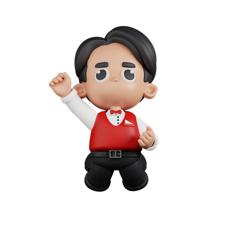 Waitress Jumping In The Air  3D Icon