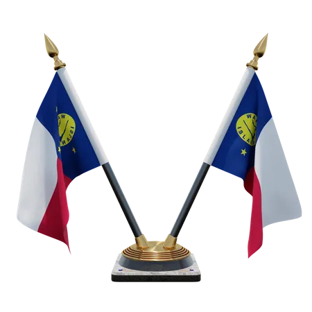 Porte-drapeau à double bureau Wake Island  3D Flag