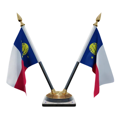 Wake Island Double Desk Flag Stand  3D Illustration
