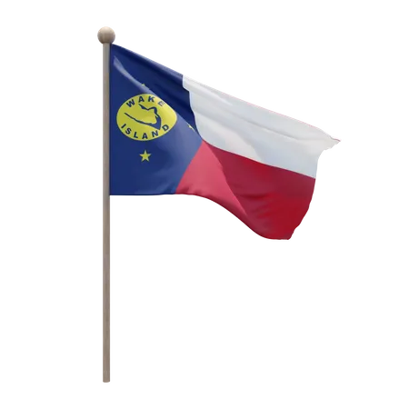 Wake Island Flag Pole  3D Flag