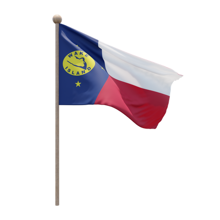 Wake Island Flagpole  3D Flag