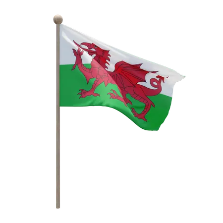 Wales Flaggenmast  3D Flag