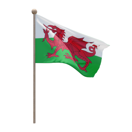 Wales Flag Pole  3D Flag