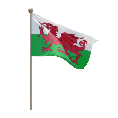 Wales Flag Pole 3D Illustration