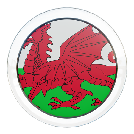 Wales Round Flag  3D Icon