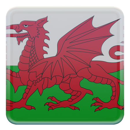 Wales Square Flag 3D Icon