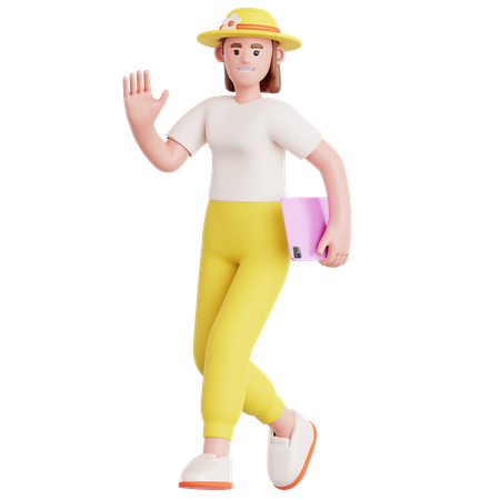 Walking and Holding Ipad  3D Icon