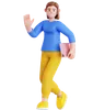 Walking and Holding Ipad