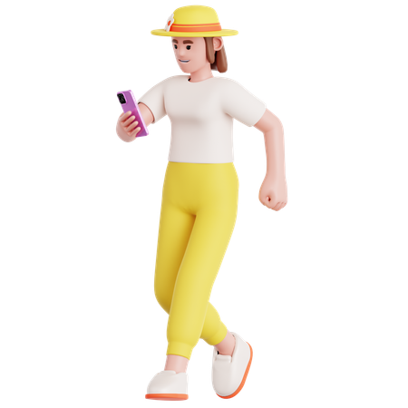 Walking and playing smartphone  3D Icon