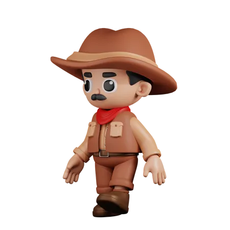 Walking Cowboy  3D Illustration