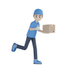 walking delivery boy 3d logo