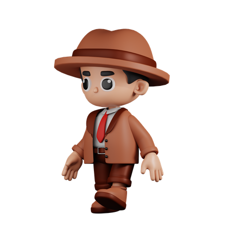 Walking Detective  3D Illustration