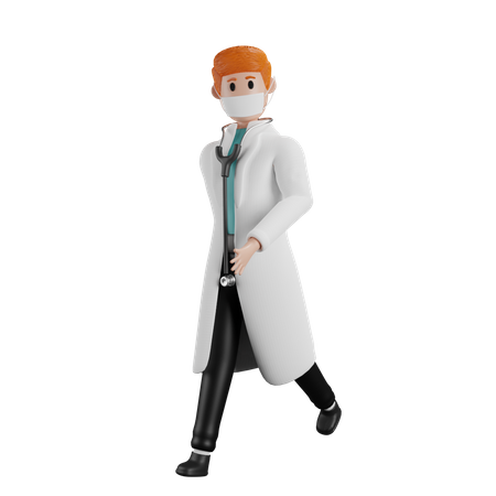 Walking doctor 3D Illustration